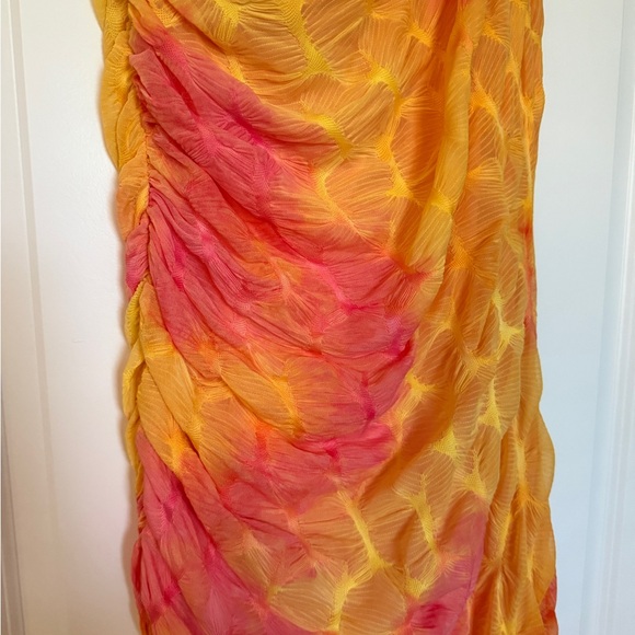 Lulu's Yellow and Pink Ruched Asymmetrical Cocktail Dress - Picture 4 of 4